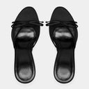 BLACK OAKED HEELED SANDALS