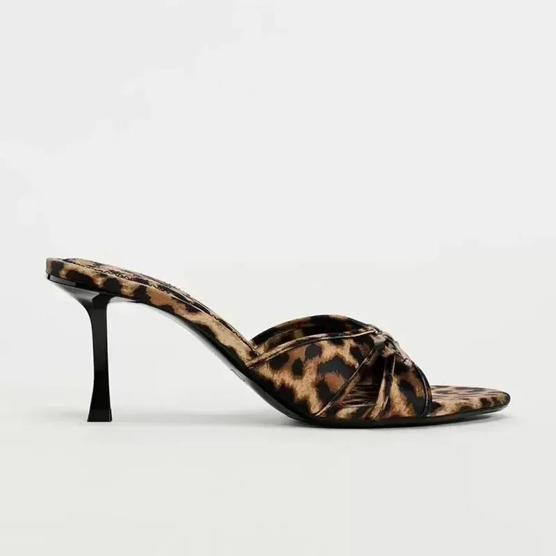LEOPARD PRINT HEELED SANDALS