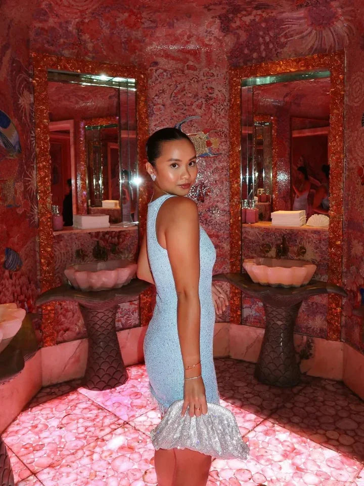 SEQUINS SEE THROUGH MINI DRESS