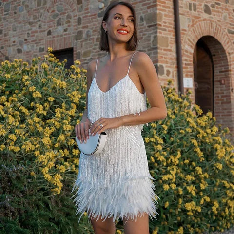 FEATHER MINI DRESS